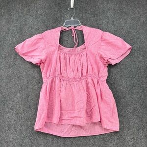 Lane Bryant Pink Short Sleeve Peplum Top Scoop Neck Women’s 16 Milkmaid